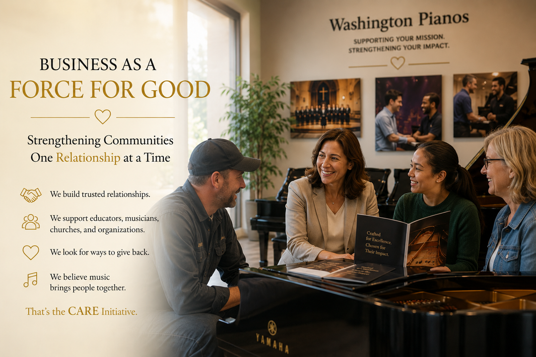 Washington Pianos CARE Initiative supporting teachers, musicians, churches, and community organizations through meaningful partnerships