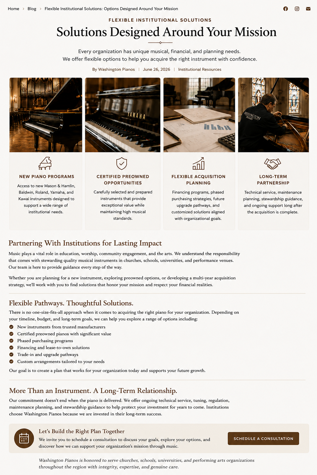 Piano Selection Designed for Churches, Schools & Performance Venues