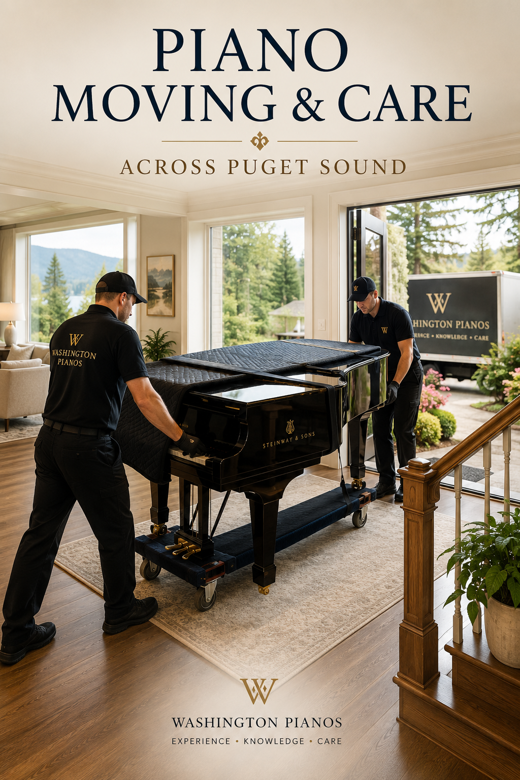 Professional piano moving and delivery across Seattle and the Puget Sound region by Washington Pianos
