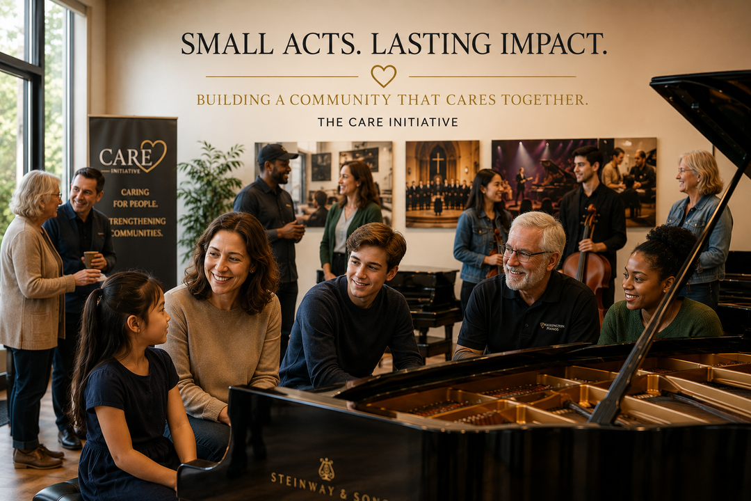 People from the community gathered together through music, partnership, and the Washington Pianos CARE Initiative