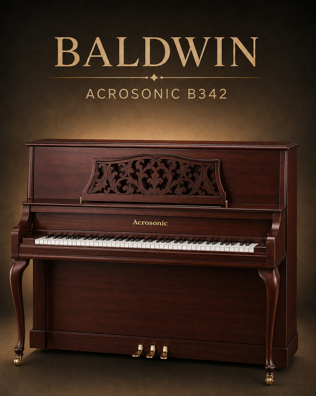 Baldwin Acrosonic B342 Console Piano | Satin Mahogany