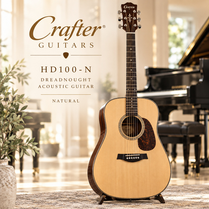 Crafter HD100-N Dreadnought Acoustic Guitar in Music Room