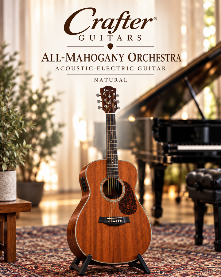 Crafter Guitar Mahogany Acoustic Electic in Showroom