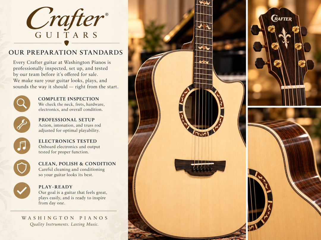 Crafter Stage Pro Solid Spruce &amp; Rosewood Dreadnought Acoustic-Electric Guitar – Natural