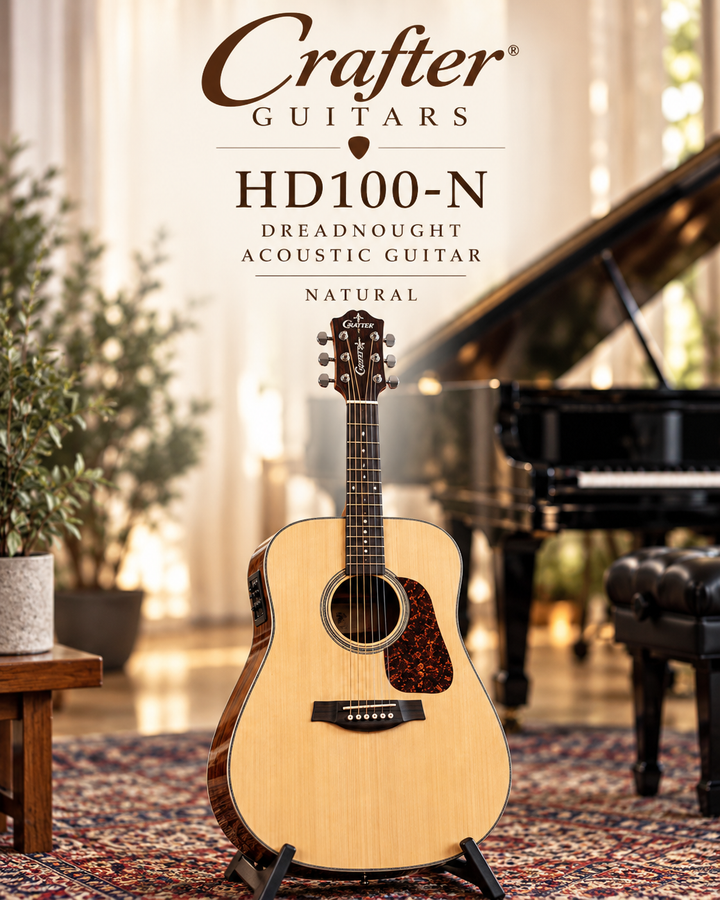 Crafter HD100-N Dreadnought Acoustic Guitar – Natural