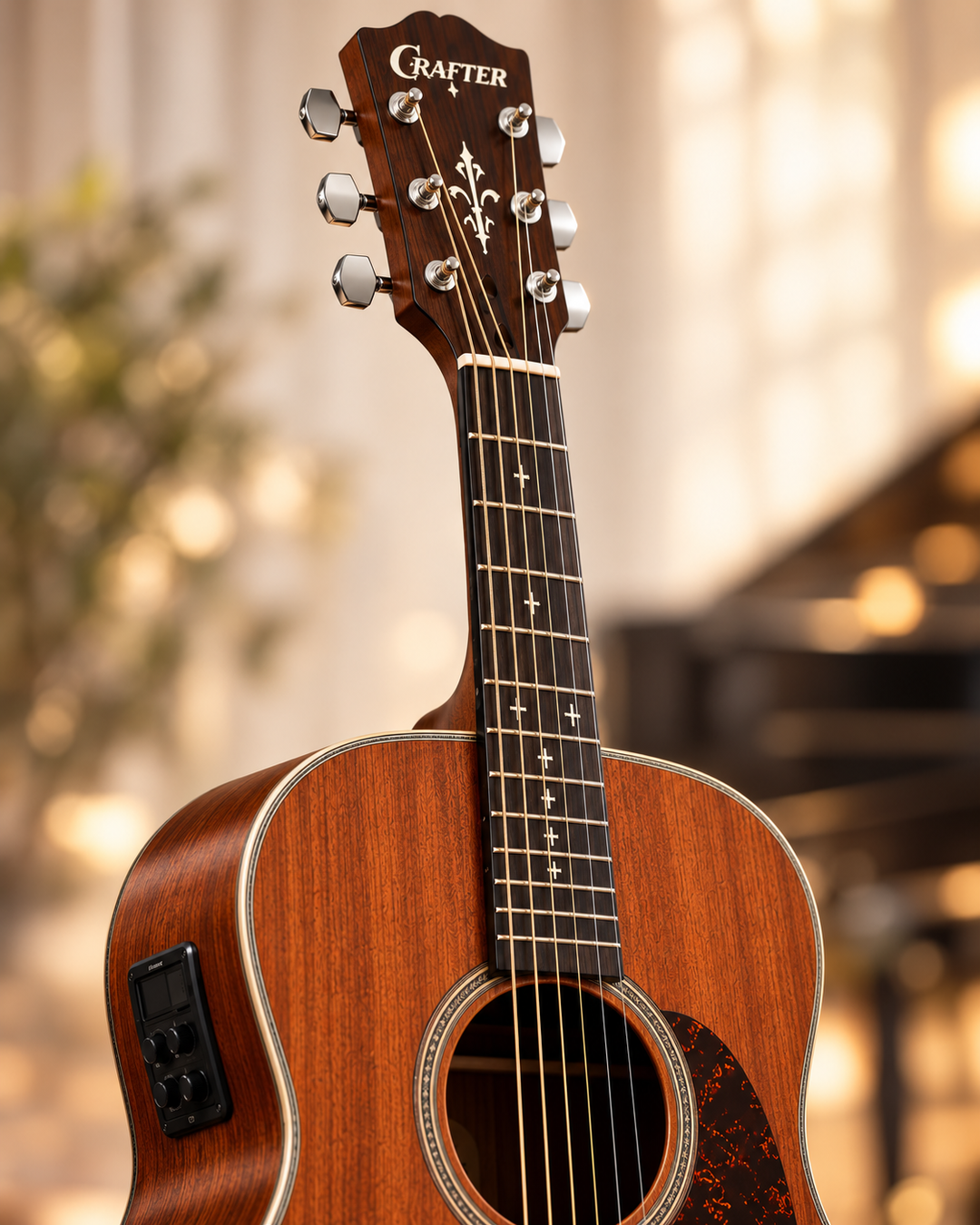Crafter All-Mahogany Orchestra Acoustic-Electric Guitar – Natural