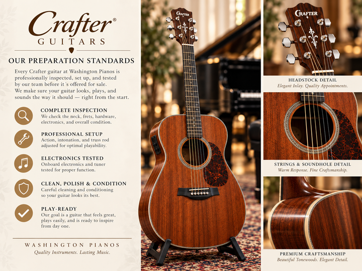 Crafter All-Mahogany Orchestra Acoustic-Electric Guitar – Natural