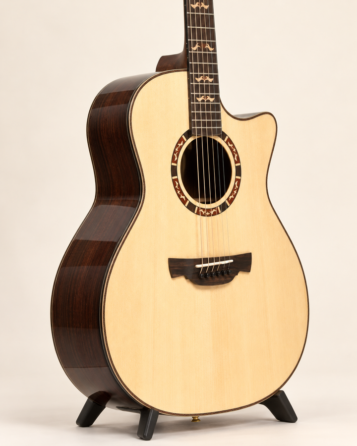 Crafter Stage Pro Solid Spruce &amp; Rosewood Dreadnought Acoustic-Electric Guitar – Natural