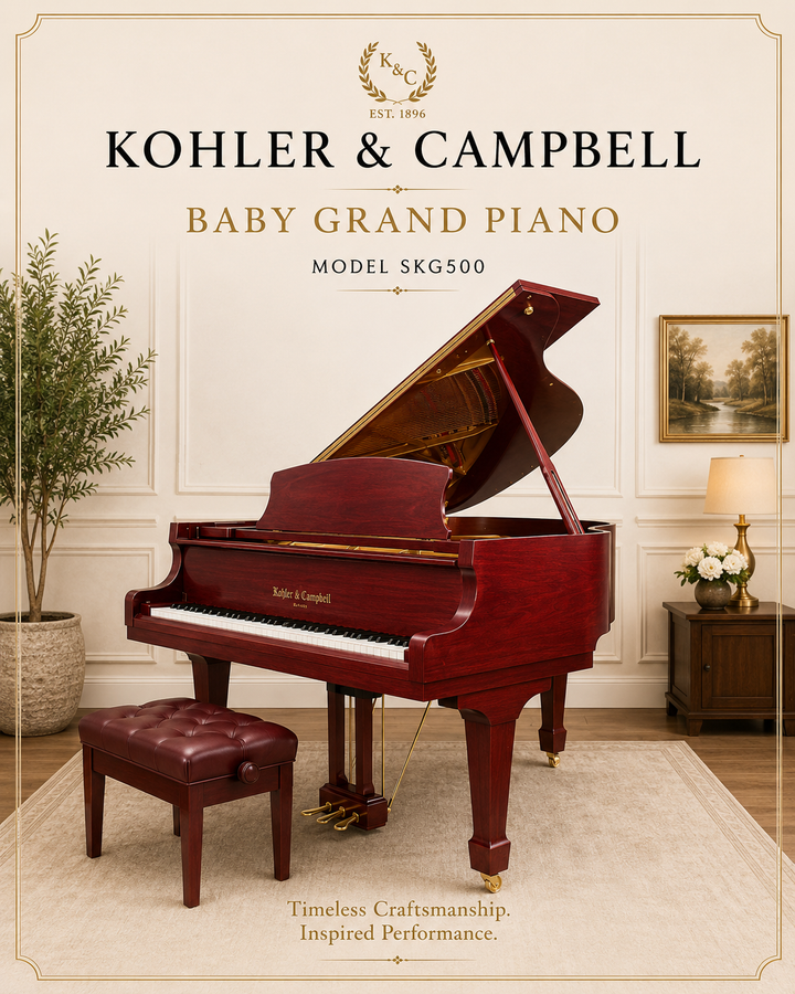 Kohler &amp; Campbell baby Grand Mahogany Model SKG500 Side View