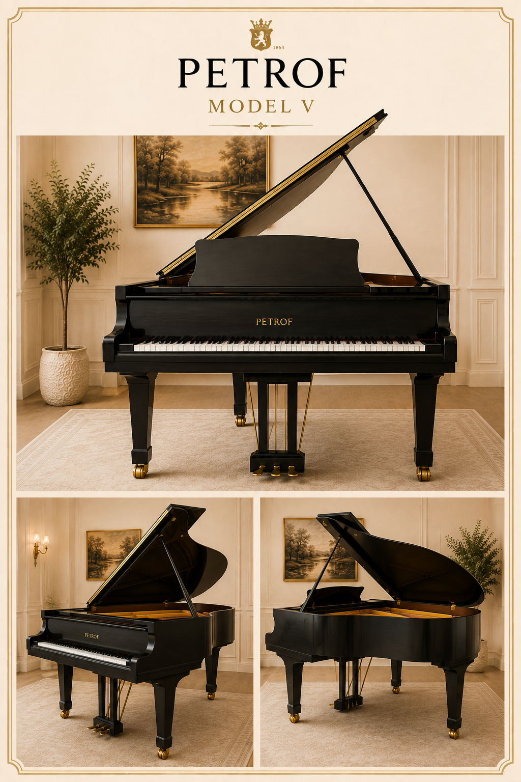 Petroff Baby Grand 3 view Card