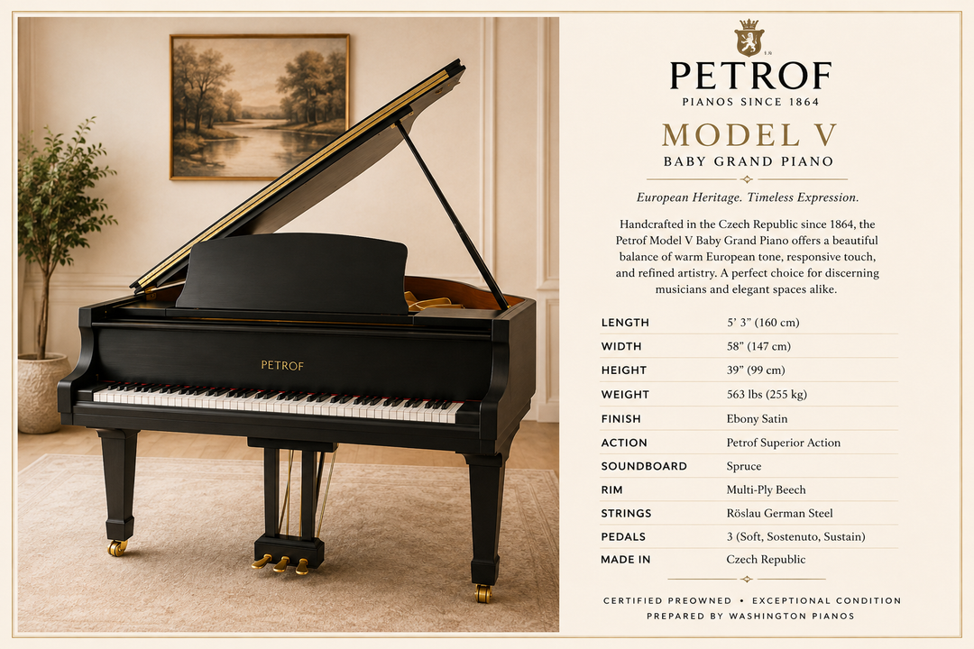 Petrof Baby Grand Piano - Model V - Ebony Satin - 1994