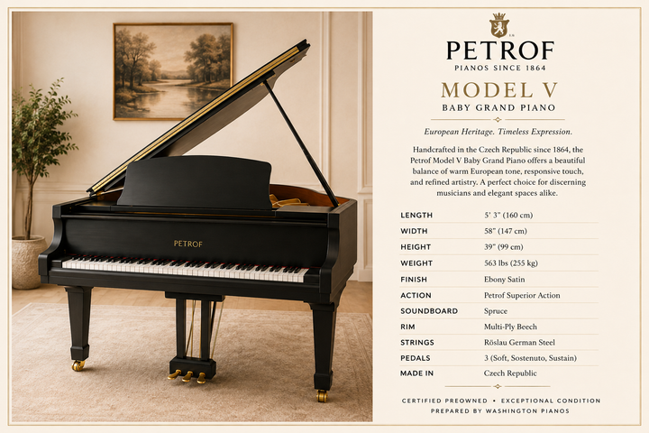 Petrof Baby Grand Piano - Model V - Ebony Satin - 1994
