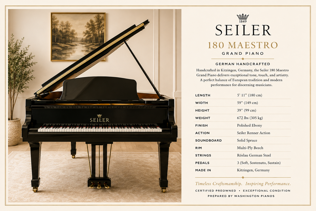 Seiler 180 Maestro Grand Piano | German Handcrafted