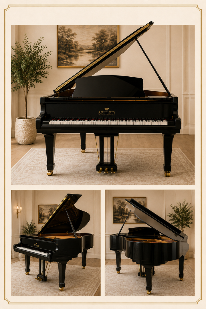 A three-panel collage product card front, side and back views