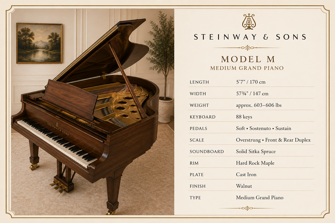 Steinway Baby Grand Piano, Model M-Restored-Wanut Finish