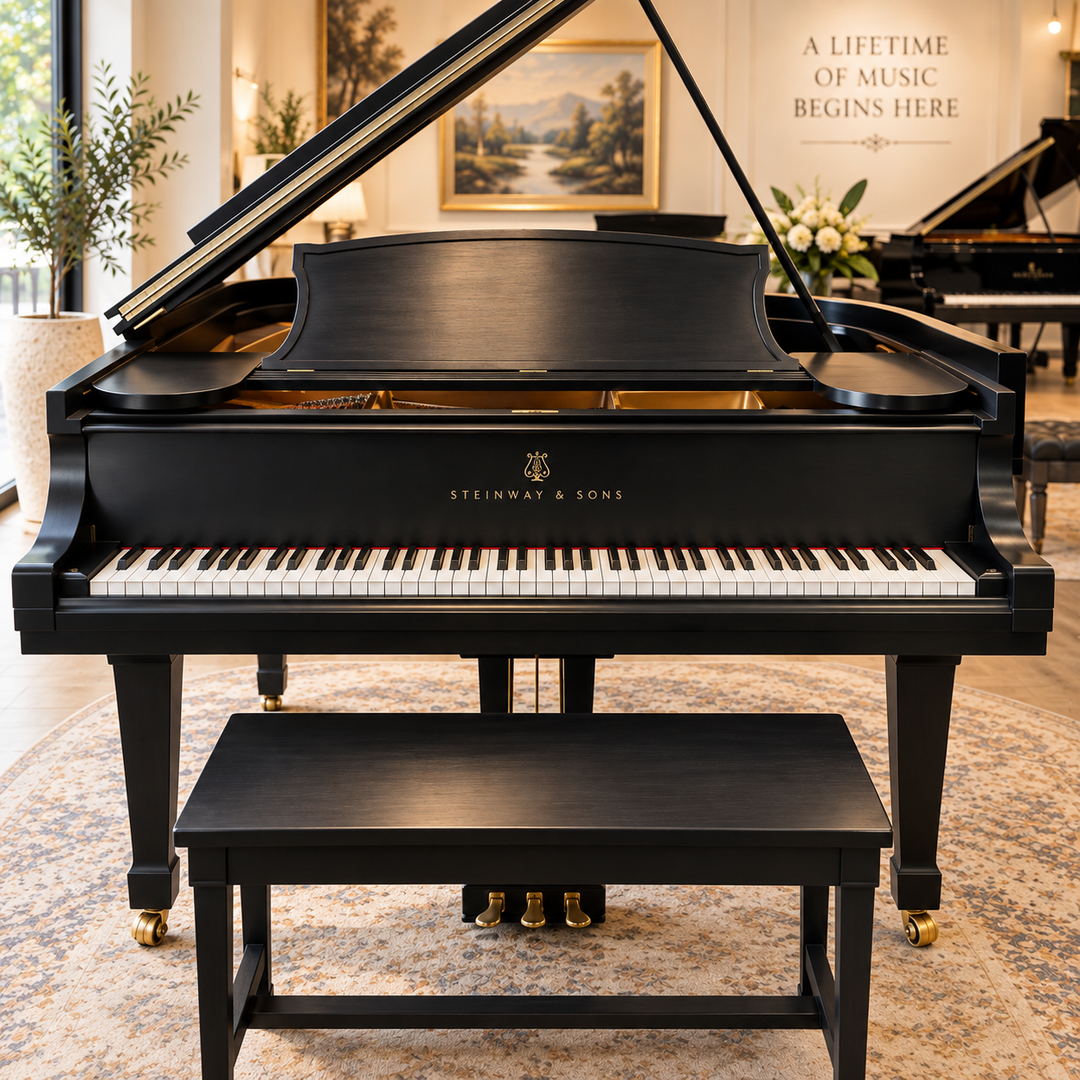 Steinway &amp; Sons Grand Piano-Model L-Restored-Ebony Satin Finish