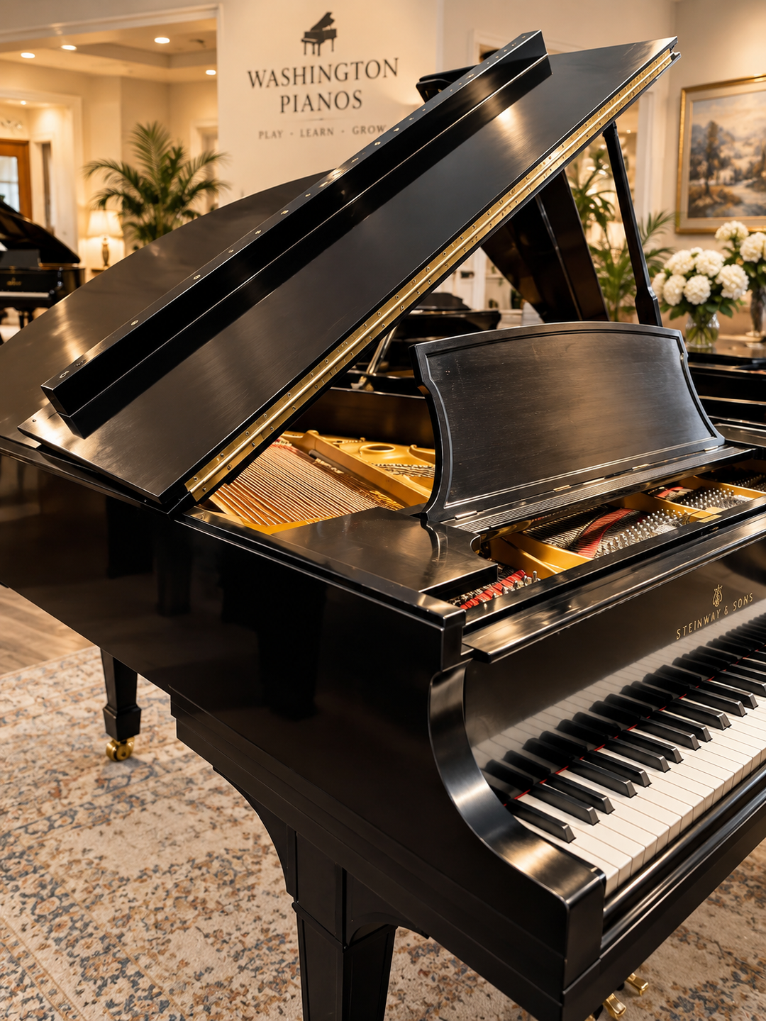 Steinway &amp; Sons Grand Piano-Model L-Restored-Ebony Satin Finish