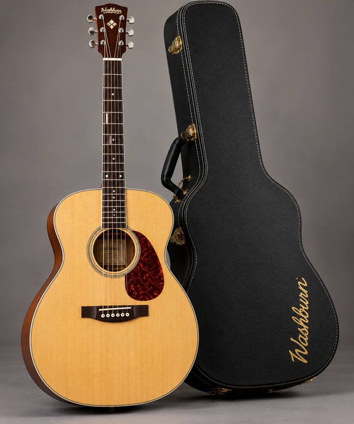 Washburn Apprentice F5 Folk Acoustic Guitar with Hardshell Case – Natural