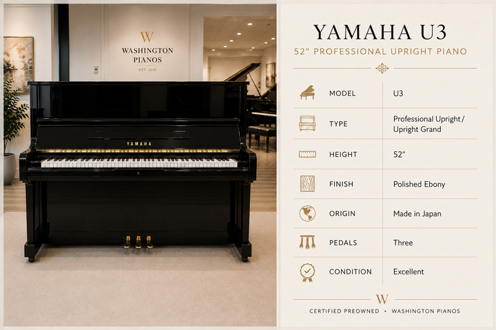Yamaha Professional Upright Piano-Model U3-Ebony Polish-Gallery