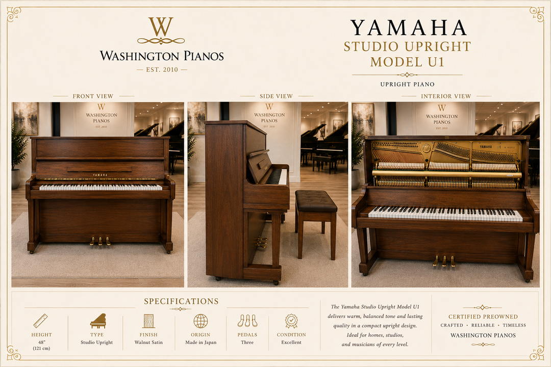 Yamaha Professional Studio Upright Piano-Model U1-Walnut Finish