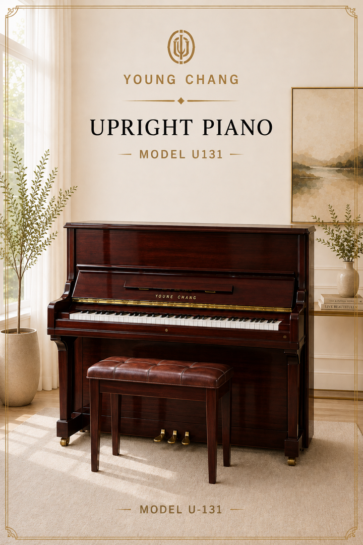 Young Chang Professional 52" Full Upright Piano, Model U131-Mahgany Finish